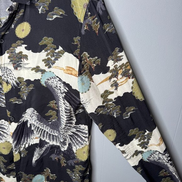All Saints Standard Fit Eagle Long Sleeve Button Down Shirt - Picture 5 of 6